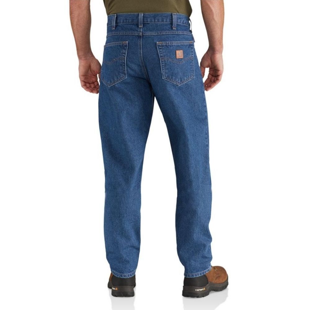 EUC Carhartt Men's blue denim relaxed fit jeans cotton workwear durable 44 × 34